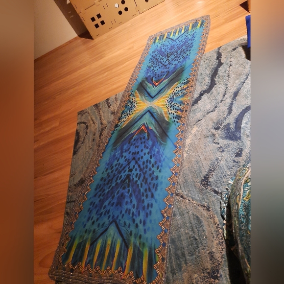 Accessories - Blue animal print rhinestone scarf